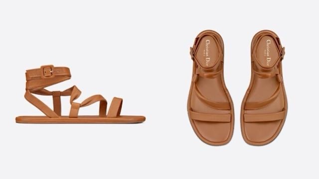 迪奧Christian Dior小羊皮芭蕾舞鞋/焦糖色羅馬風涼鞋-12