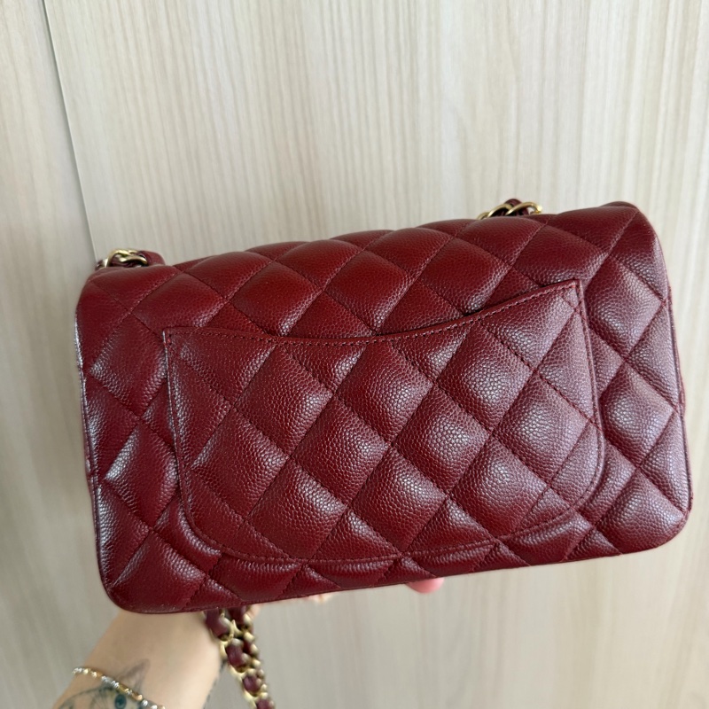 Chanel珠光酒紅 大Mini flap 20cm 魚子醬 荔枝皮 限量款 series 25-1