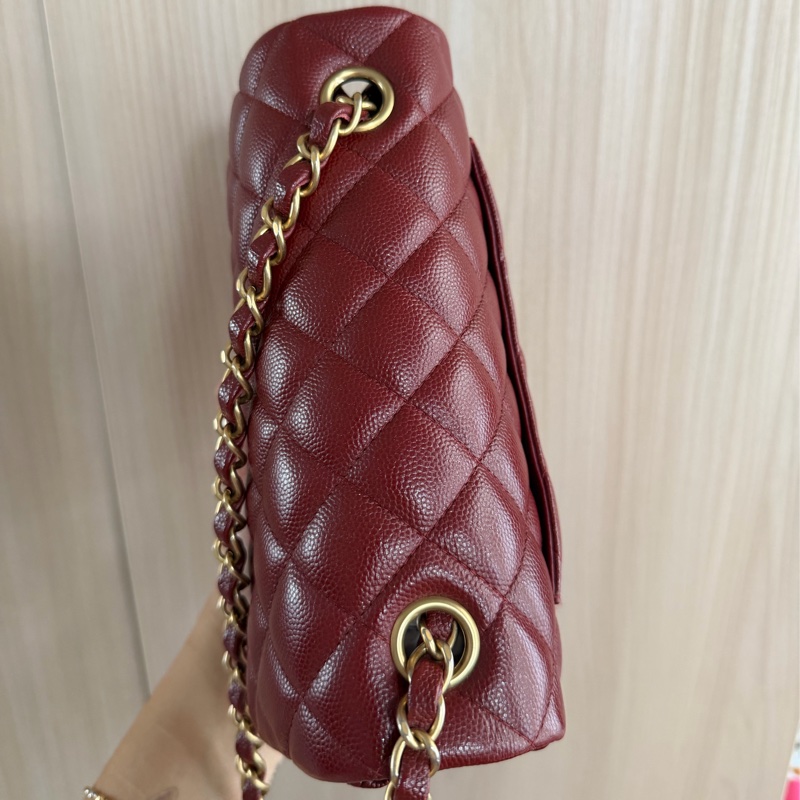 Chanel珠光酒紅 大Mini flap 20cm 魚子醬 荔枝皮 限量款 series 25-2