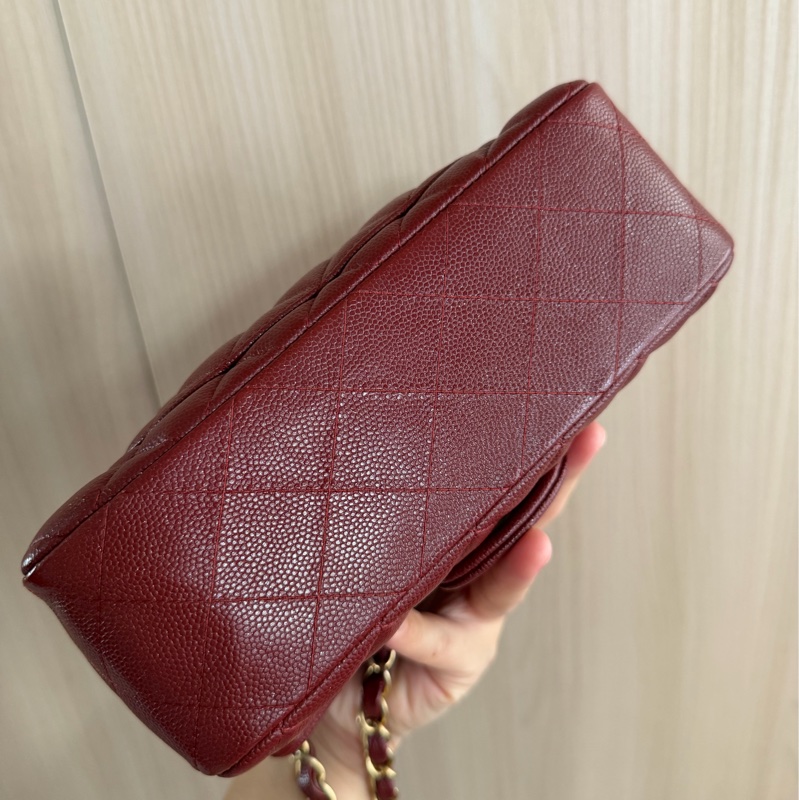 Chanel珠光酒紅 大Mini flap 20cm 魚子醬 荔枝皮 限量款 series 25-4