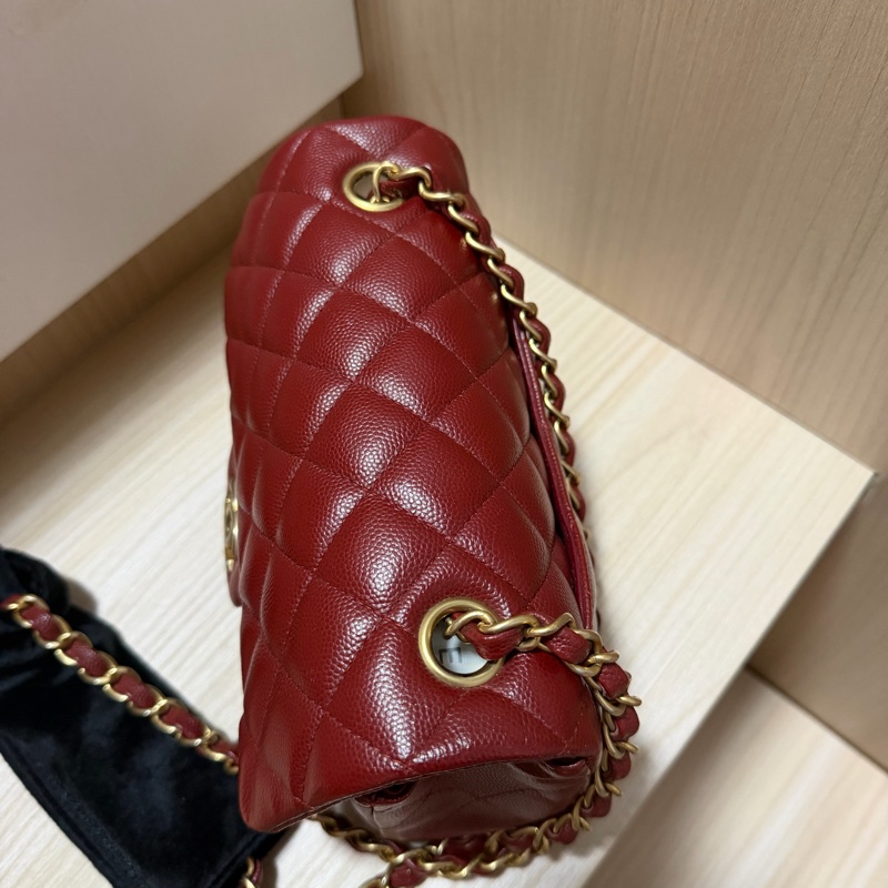 Chanel珠光酒紅 大Mini flap 20cm 魚子醬 荔枝皮 限量款 series 25-8