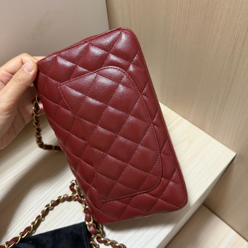 Chanel珠光酒紅 大Mini flap 20cm 魚子醬 荔枝皮 限量款 series 25-10