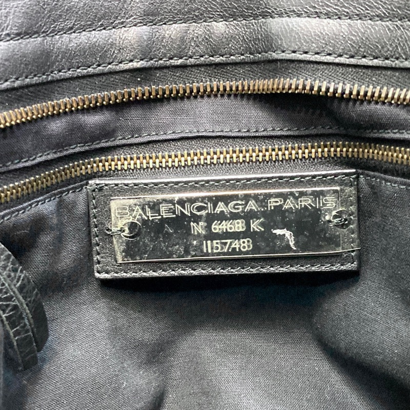 Balenciaga 巴黎世家黑色牛皮 Le City中號機車包 黑金釦手提斜背包-26