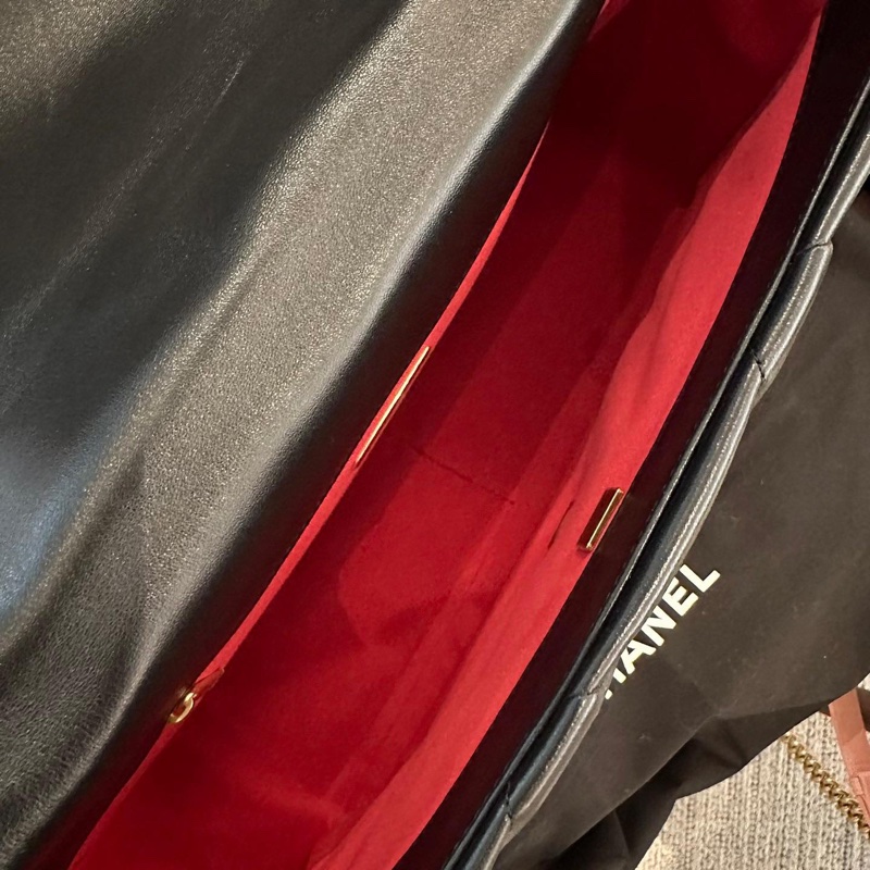 晶片款 Chanel 19bag maxi 黑銀 機場包-12