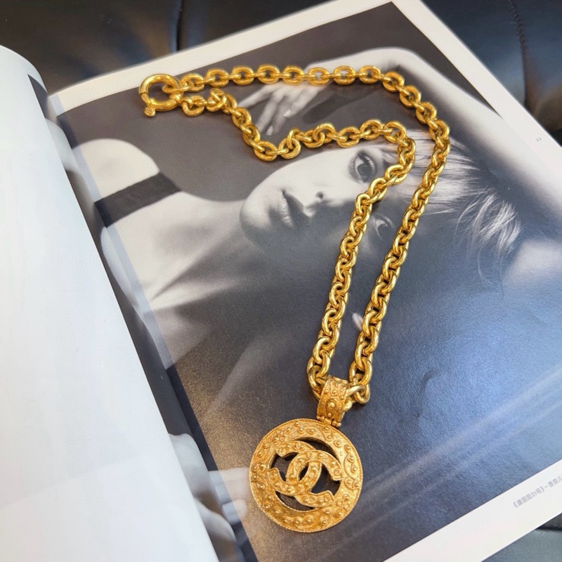 98新🆕Chanel香奈兒 中古大雙C葡萄藤粗金項鍊 絕版小極品✨各路博主中古迷同款 鏈長約68c-0