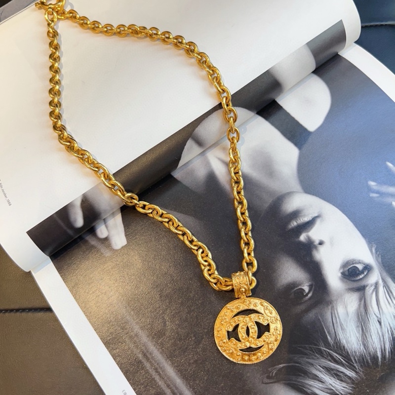 98新🆕Chanel香奈兒 中古大雙C葡萄藤粗金項鍊 絕版小極品✨各路博主中古迷同款 鏈長約68c-1