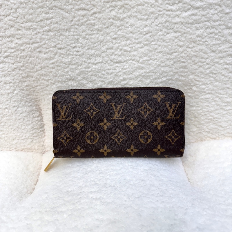 路易威登栗櫻紅內裏 LV原花帆布 Zippy Wallet拉鍊長夾 Monogram老花長夾 M41895-0