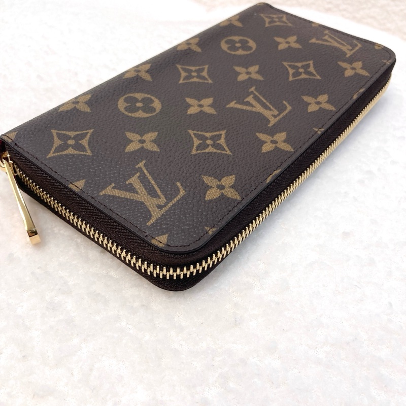 路易威登栗櫻紅內裏 LV原花帆布 Zippy Wallet拉鍊長夾 Monogram老花長夾 M41895-11
