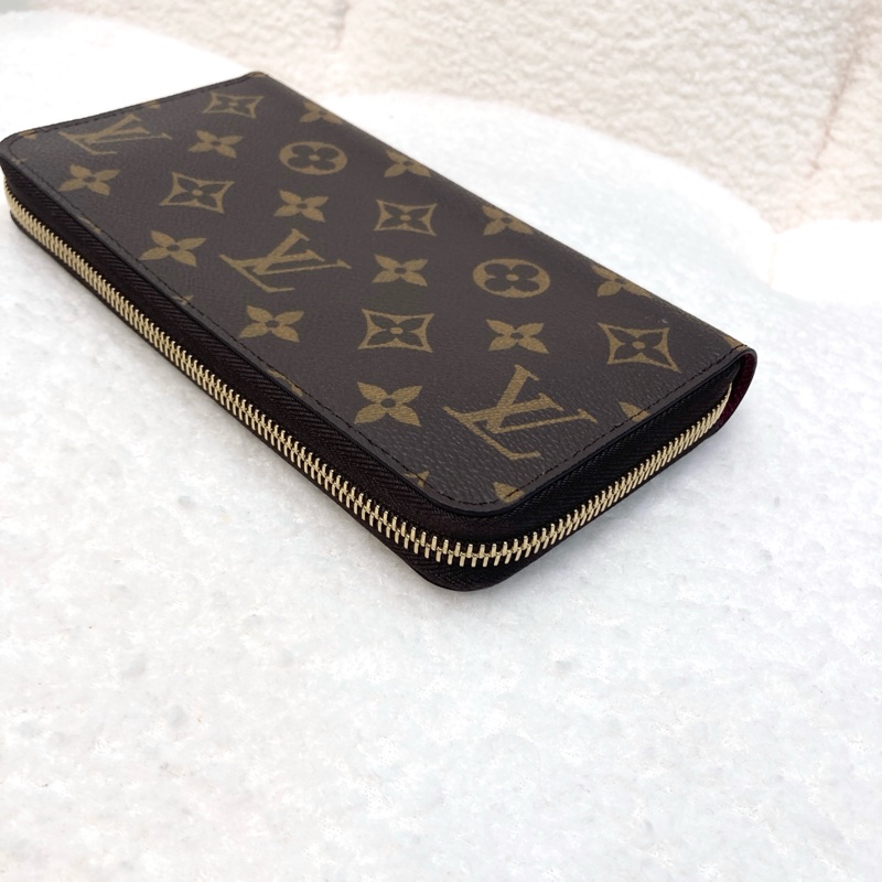 路易威登栗櫻紅內裏 LV原花帆布 Zippy Wallet拉鍊長夾 Monogram老花長夾 M41895-12