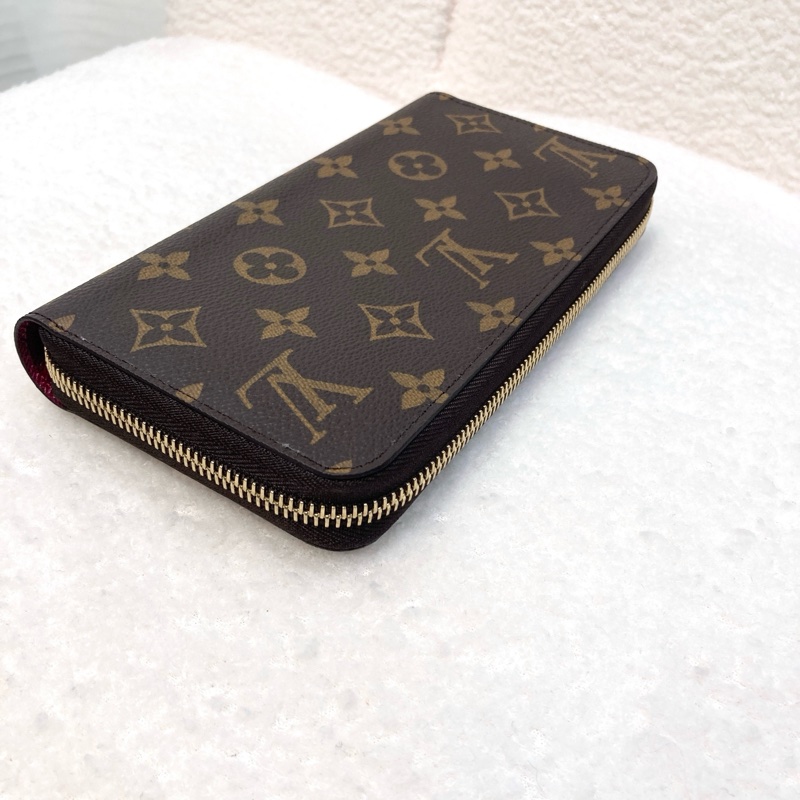 路易威登栗櫻紅內裏 LV原花帆布 Zippy Wallet拉鍊長夾 Monogram老花長夾 M41895-13