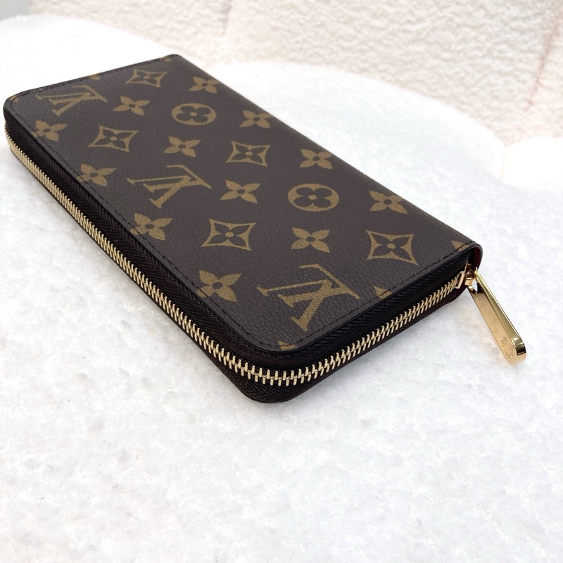 路易威登栗櫻紅內裏 LV原花帆布 Zippy Wallet拉鍊長夾 Monogram老花長夾 M41895-14