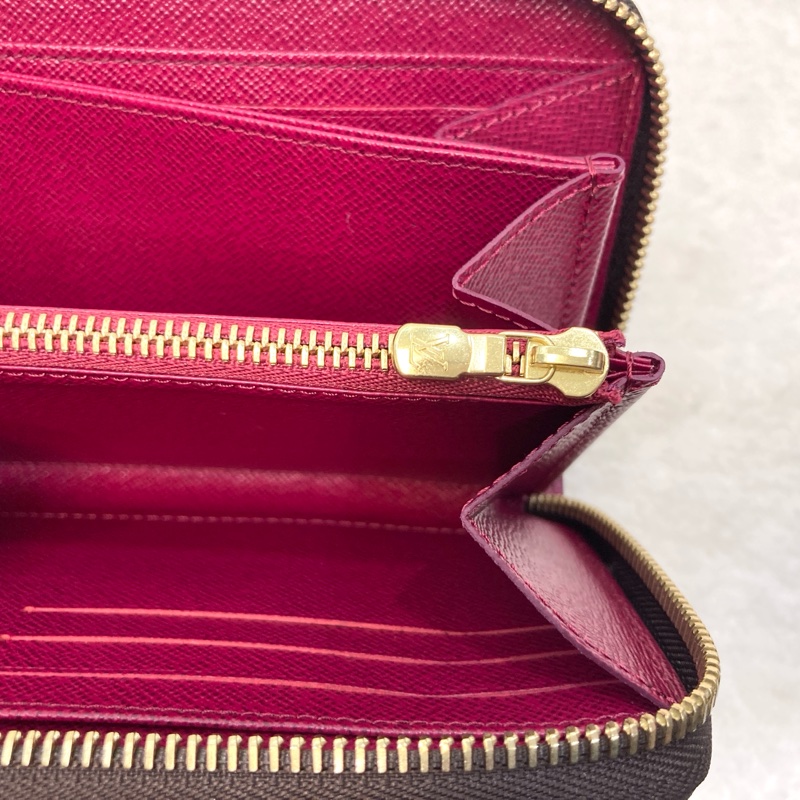 路易威登栗櫻紅內裏 LV原花帆布 Zippy Wallet拉鍊長夾 Monogram老花長夾 M41895-18