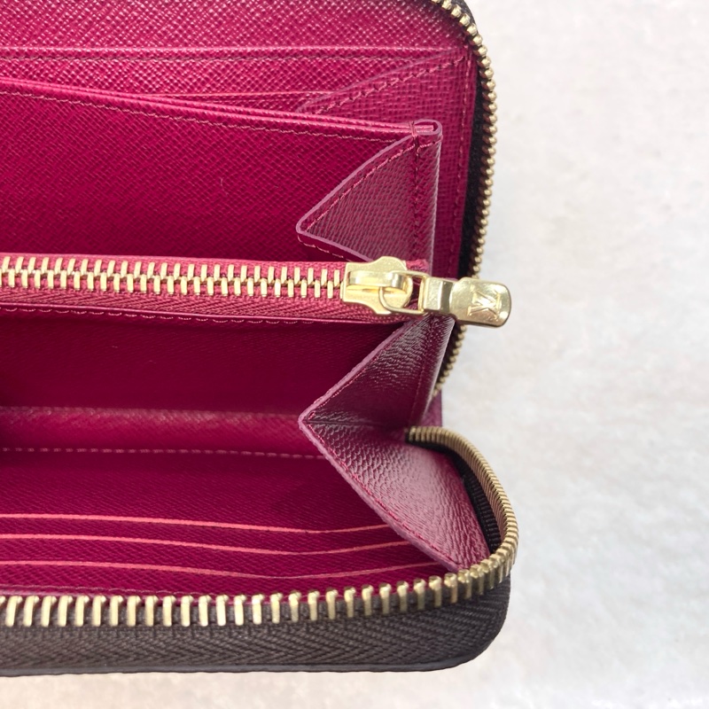 路易威登栗櫻紅內裏 LV原花帆布 Zippy Wallet拉鍊長夾 Monogram老花長夾 M41895-19