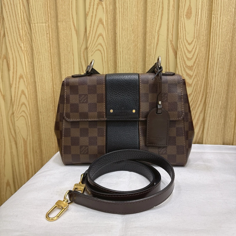 LouisVuitton Bond street BB棕棋盤格拼黑色全皮 有肩帶 日常通勤很百搭 手提肩背都可以-0