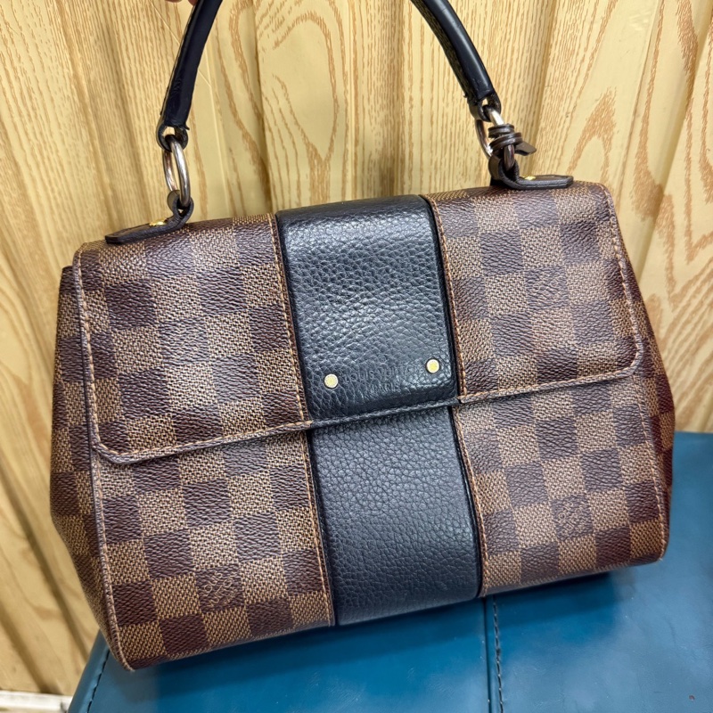 LouisVuitton Bond street BB棕棋盤格拼黑色全皮 有肩帶 日常通勤很百搭 手提肩背都可以-1