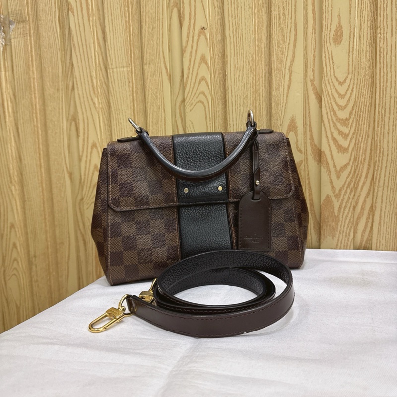 LouisVuitton Bond street BB棕棋盤格拼黑色全皮 有肩帶 日常通勤很百搭 手提肩背都可以-2