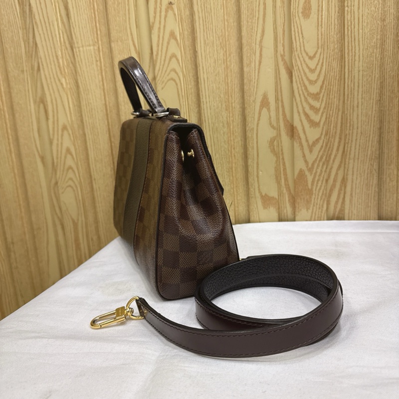 LouisVuitton Bond street BB棕棋盤格拼黑色全皮 有肩帶 日常通勤很百搭 手提肩背都可以-3