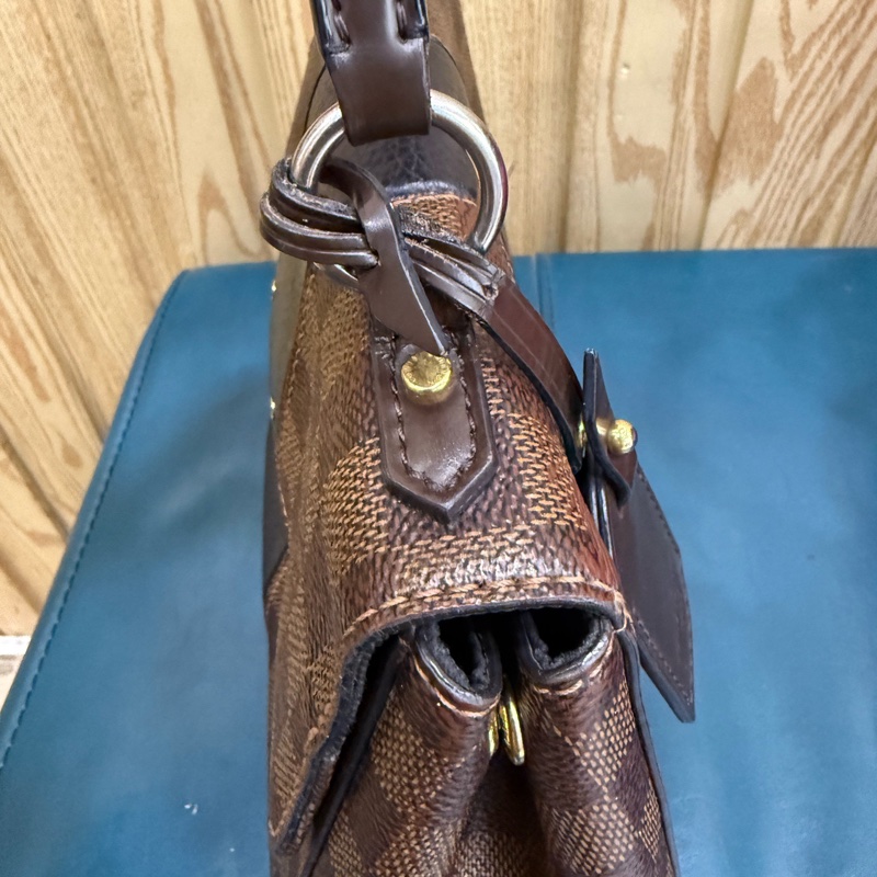 LouisVuitton Bond street BB棕棋盤格拼黑色全皮 有肩帶 日常通勤很百搭 手提肩背都可以-7