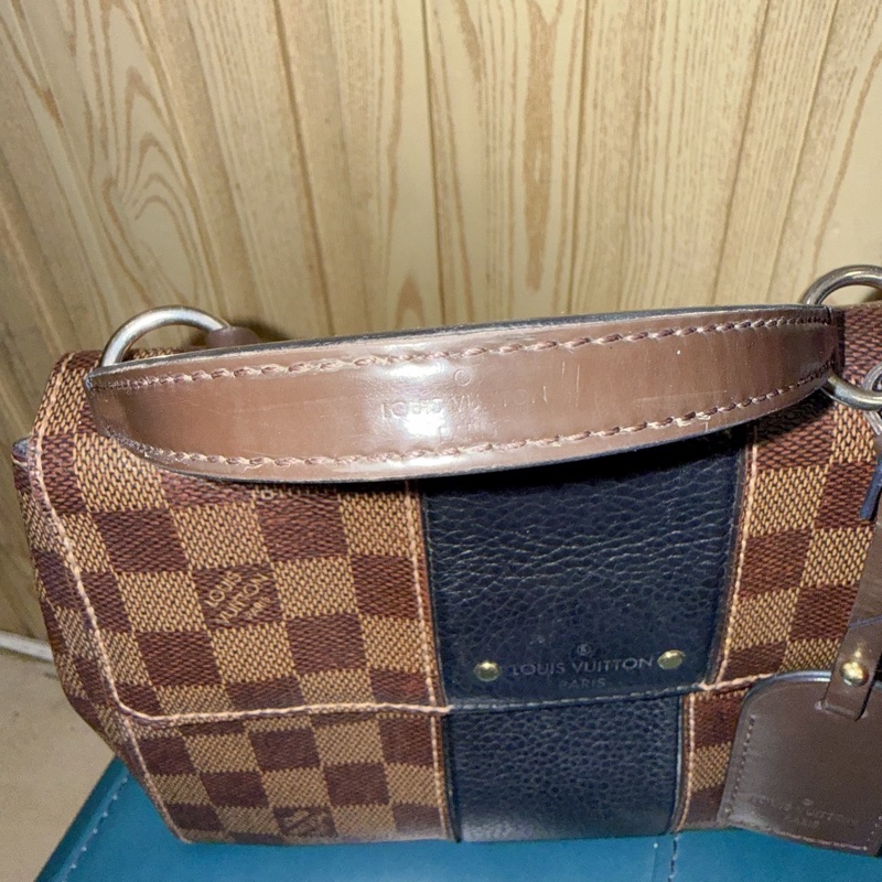 LouisVuitton Bond street BB棕棋盤格拼黑色全皮 有肩帶 日常通勤很百搭 手提肩背都可以-9