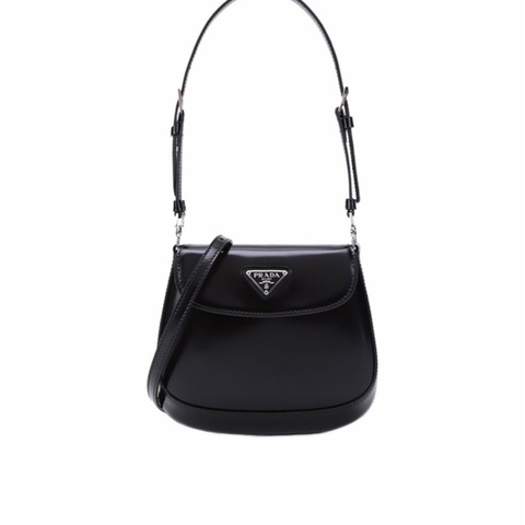 Prada 女士 Cleo 亮面皮革迷你徽標單肩包均碼碼MINI、17 X 3 X 14.5 CM