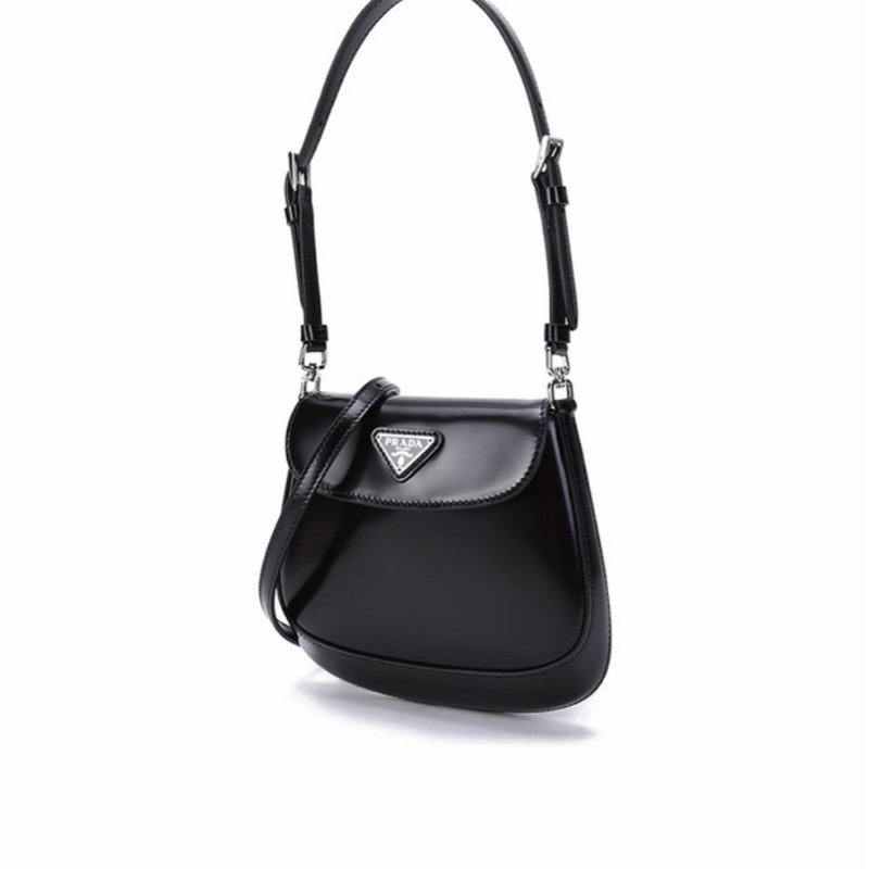 Prada 女士 Cleo 亮面皮革迷你徽標單肩包均碼碼MINI、17 X 3 X 14.5 CM-1