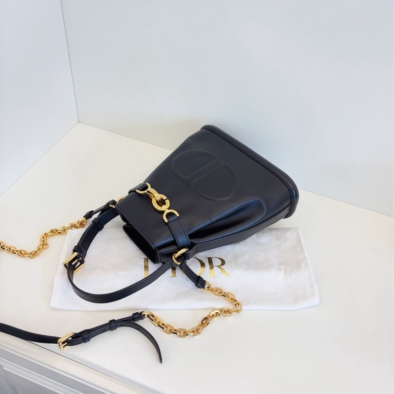 ✨Dior Jisoo同款 黑金牛皮 水桶包 斜背肩背手提 鏈條可拆卸日常通用🖤-6