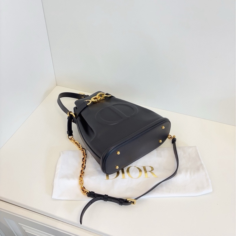 ✨Dior Jisoo同款 黑金牛皮 水桶包 斜背肩背手提 鏈條可拆卸日常通用🖤-7