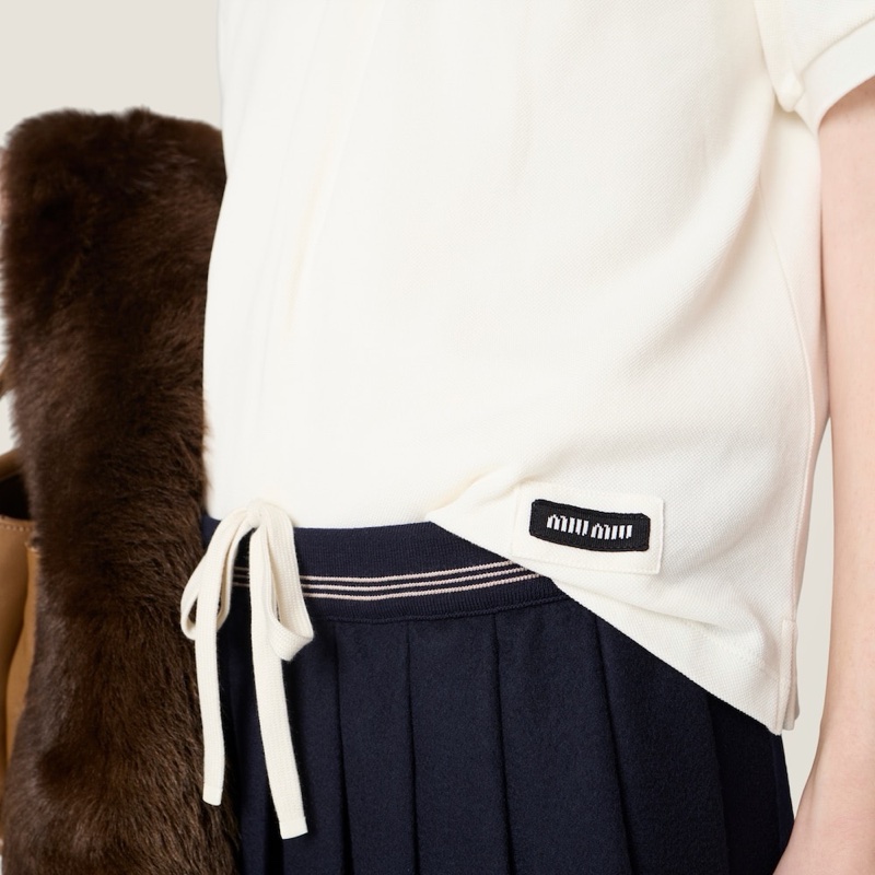 Miu Miu 女士 棉質珠地布拉鍊polo衫XS S M L XL XXL碼模特身高177CM，身著38碼-2