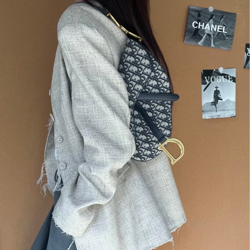 ✨Dior Saddle 刺繡老花馬鞍包 中號 新款細肩帶👑-1