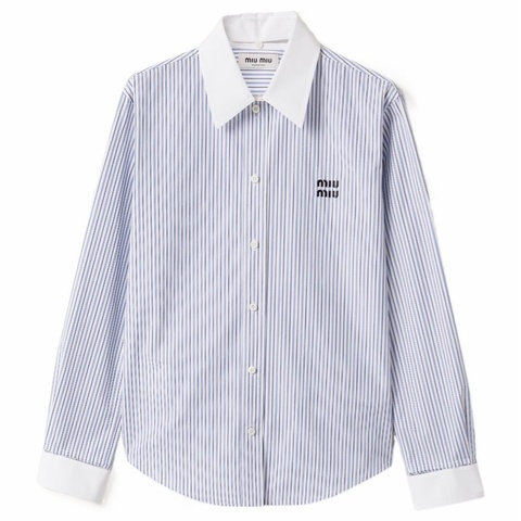 Miu Miu 女士 條紋府綢襯衫IT-38 IT-40 IT-42 IT-44碼