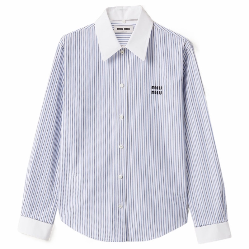 Miu Miu 女士 條紋府綢襯衫IT-38 IT-40 IT-42 IT-44碼-0