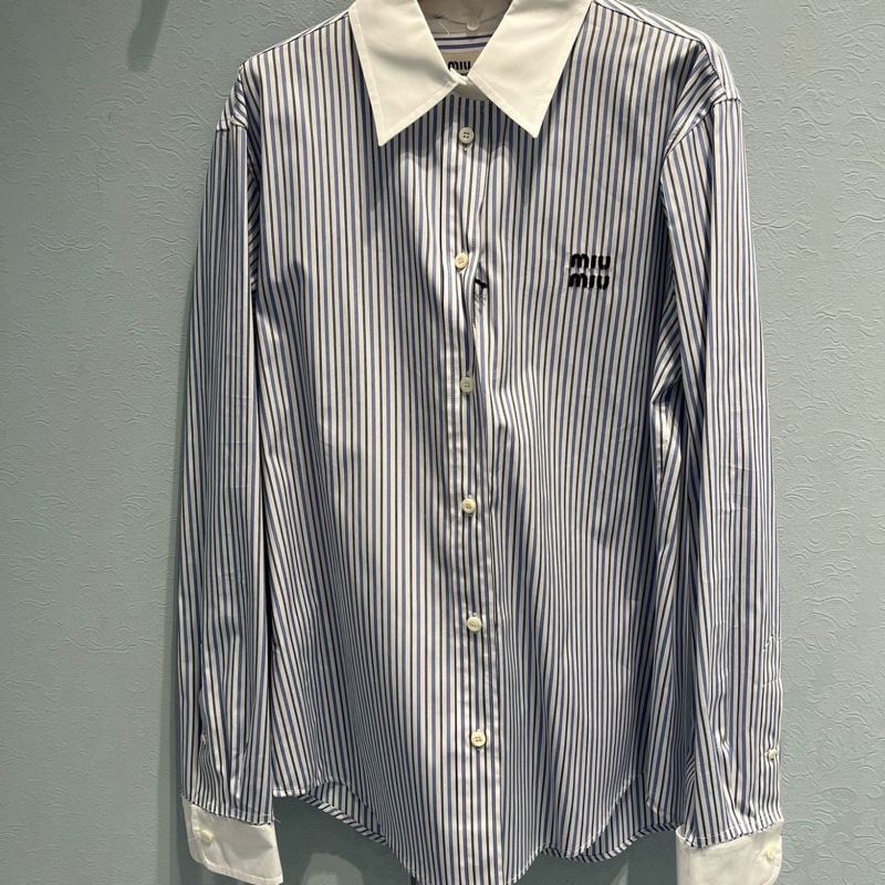 Miu Miu 女士 條紋府綢襯衫IT-38 IT-40 IT-42 IT-44碼-4