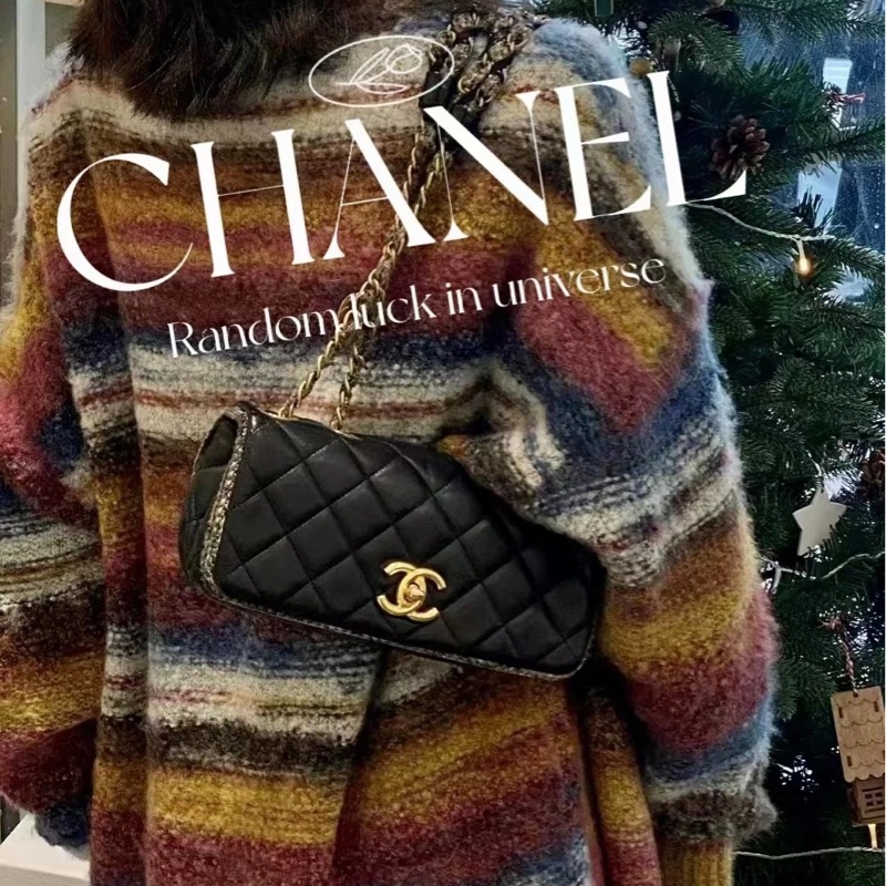 稀有款❤️ 香奈兒 #黑金 #滾邊 #CF #法棍包-2