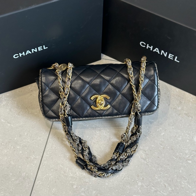 稀有款❤️ 香奈兒 #黑金 #滾邊 #CF #法棍包-6