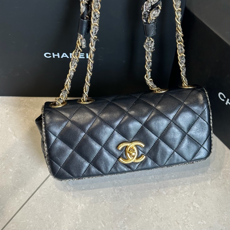 稀有款❤️ 香奈兒 #黑金 #滾邊 #CF #法棍包-7