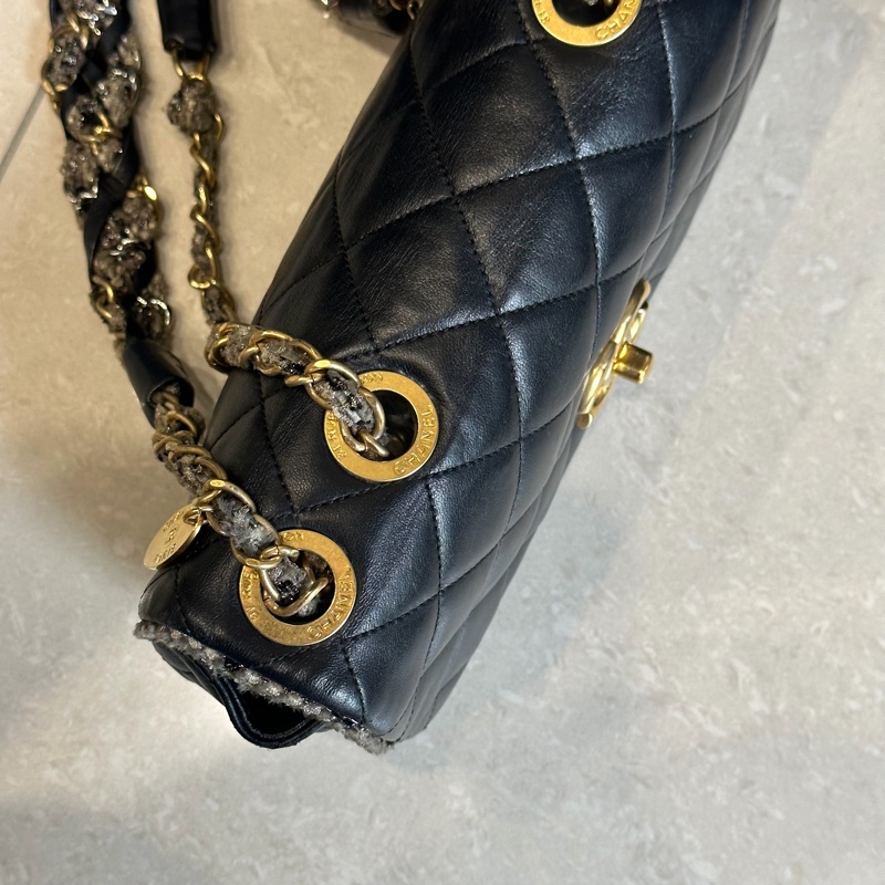 稀有款❤️ 香奈兒 #黑金 #滾邊 #CF #法棍包-12