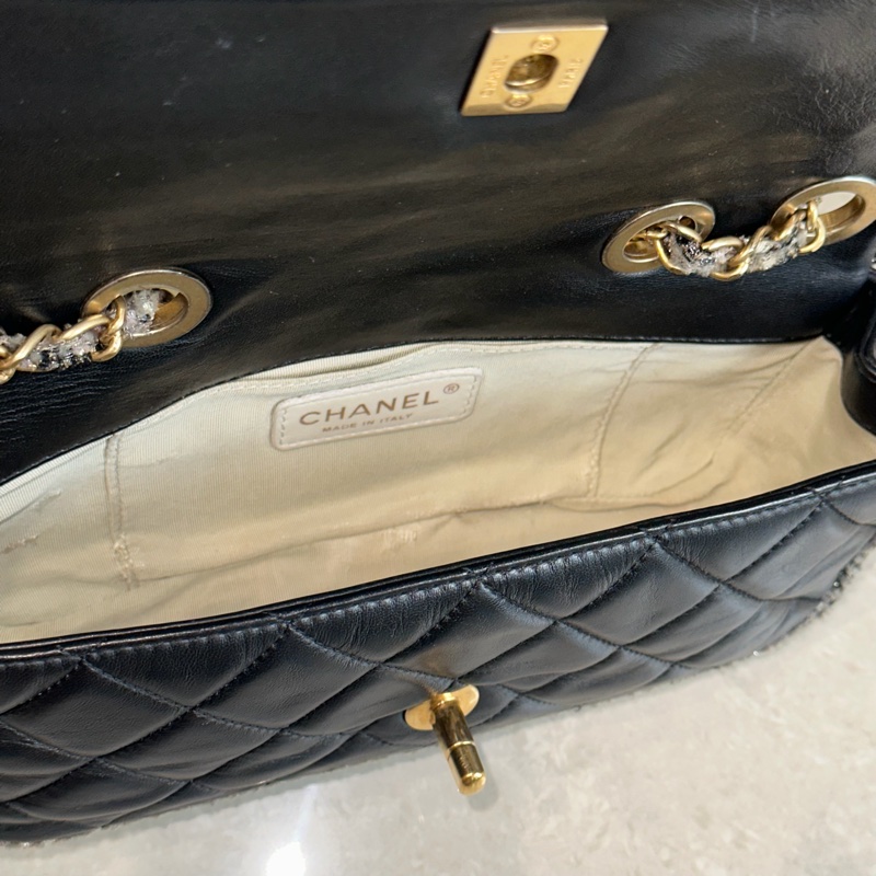 稀有款❤️ 香奈兒 #黑金 #滾邊 #CF #法棍包-20