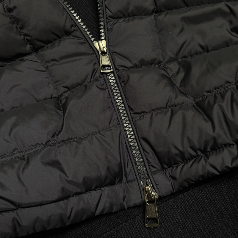 Moncler 深藍羊毛拼接羽絨針織外套 價格可議-19