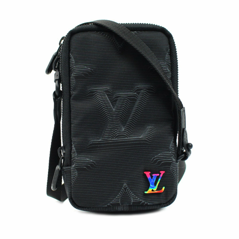 路易威登 Louis Vuitton 3D Monogram 雙手機袋單肩包 黑色 M80141 男士-0