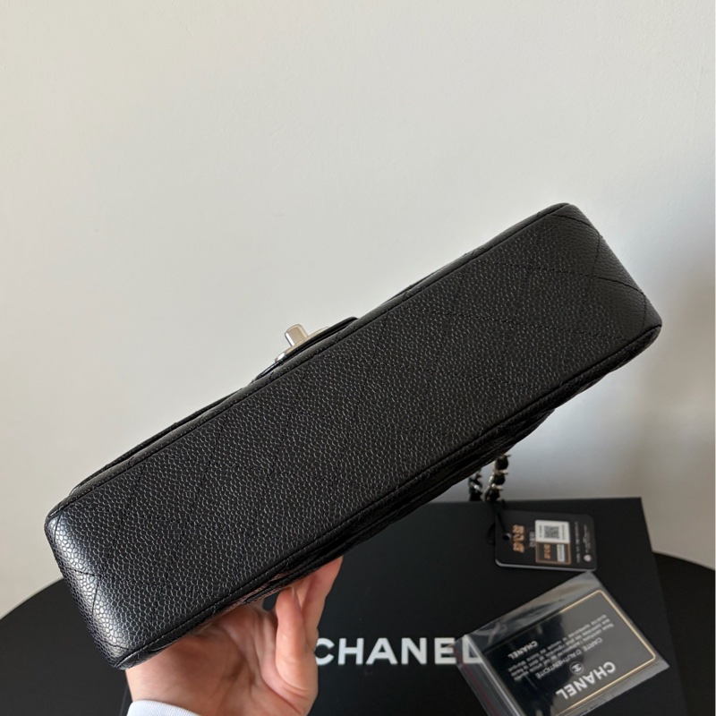 全新全配❤️ #香奈兒 #黑銀 #cf25 #荔枝皮 #中號 雙蓋雙鏈-4