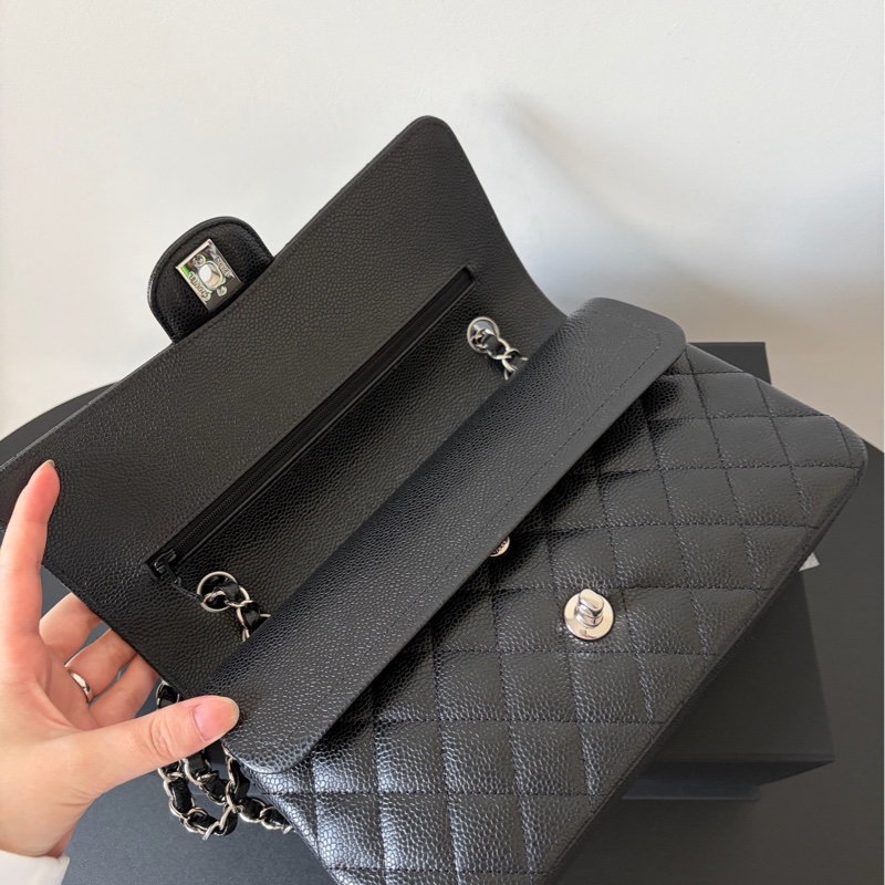 全新全配❤️ #香奈兒 #黑銀 #cf25 #荔枝皮 #中號 雙蓋雙鏈-6