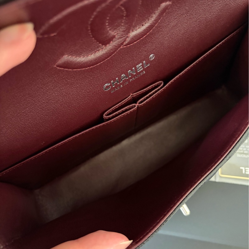 全新全配❤️ #香奈兒 #黑銀 #cf25 #荔枝皮 #中號 雙蓋雙鏈-8