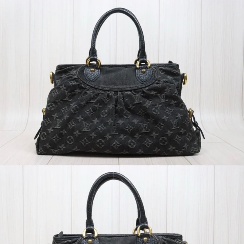 「JL精品代購」9新 LV 黑丹寧 手提 /肩背包-3