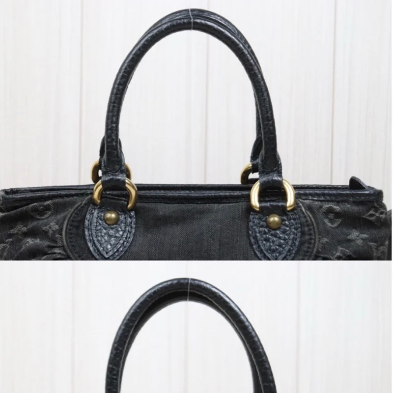 「JL精品代購」9新 LV 黑丹寧 手提 /肩背包-5