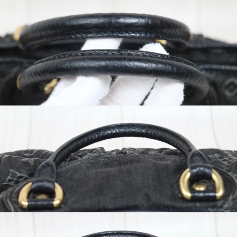 「JL精品代購」9新 LV 黑丹寧 手提 /肩背包-6