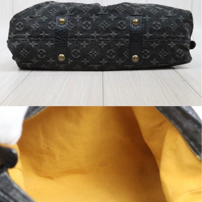 「JL精品代購」9新 LV 黑丹寧 手提 /肩背包-7