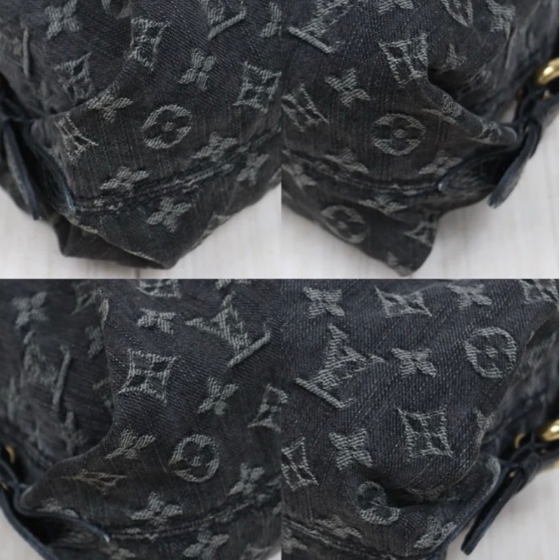 「JL精品代購」9新 LV 黑丹寧 手提 /肩背包-8