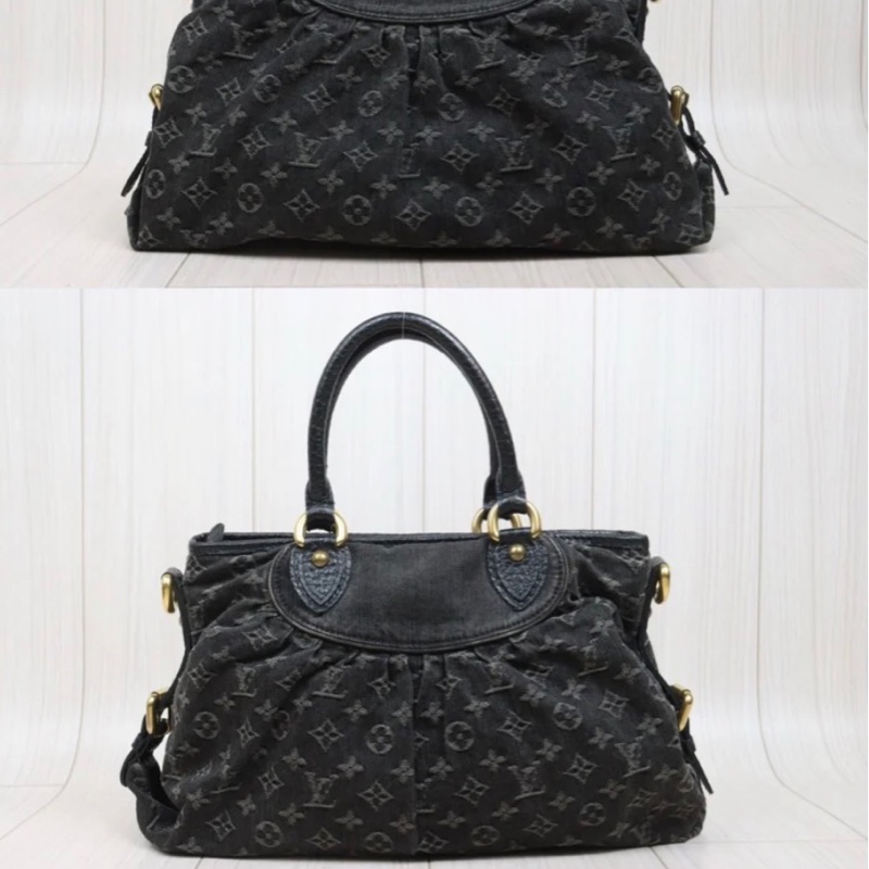 「JL精品代購」9新 LV 黑丹寧 手提 /肩背包-12