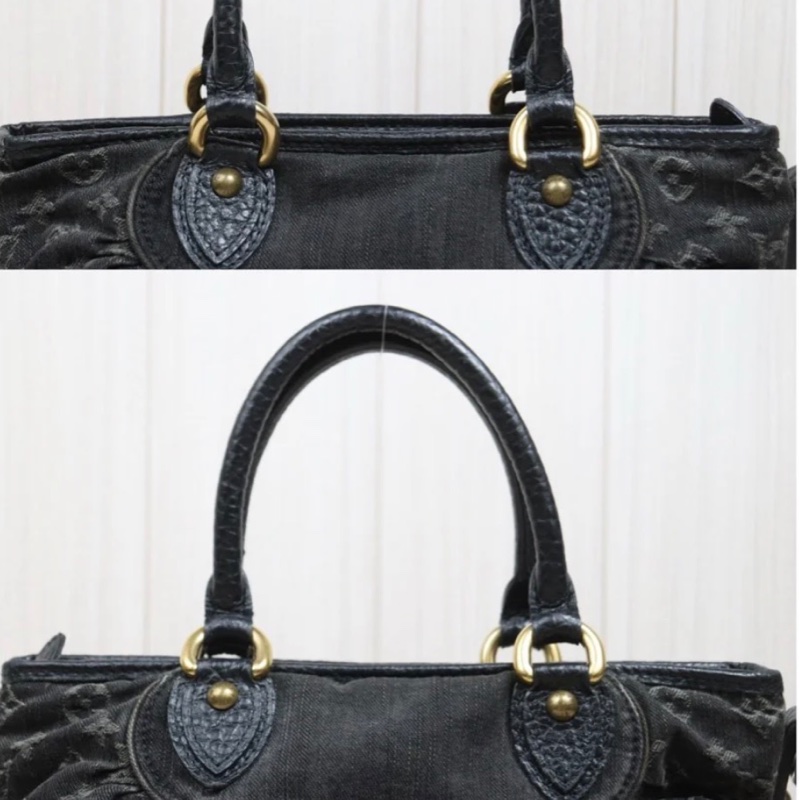 「JL精品代購」9新 LV 黑丹寧 手提 /肩背包-13