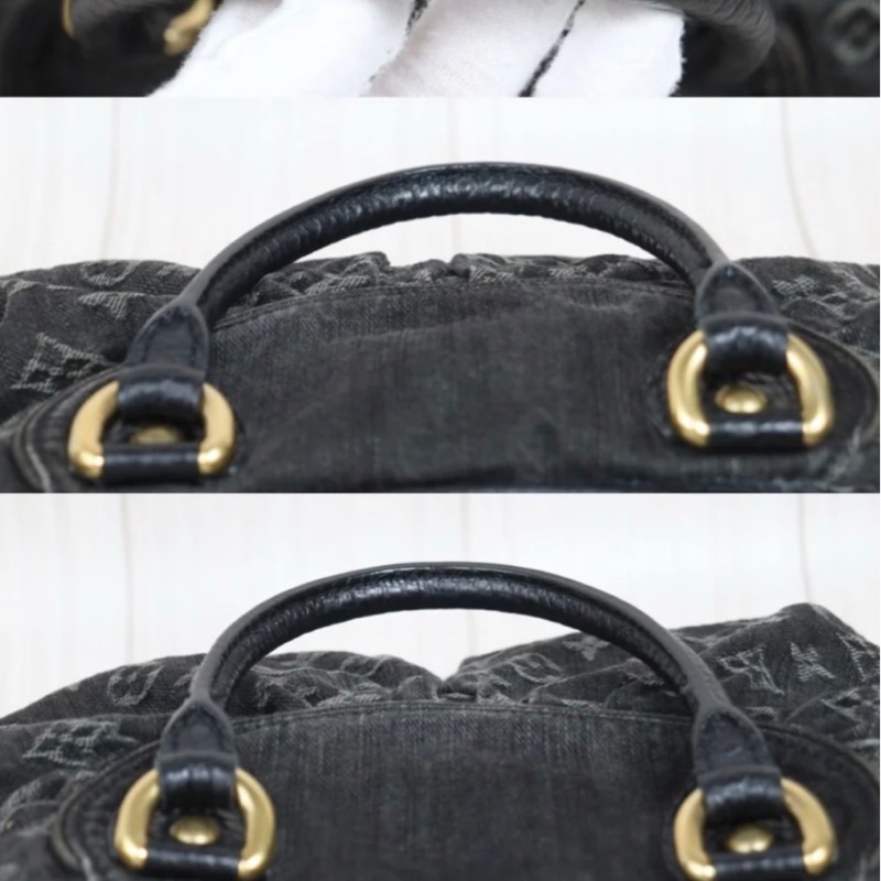 「JL精品代購」9新 LV 黑丹寧 手提 /肩背包-14